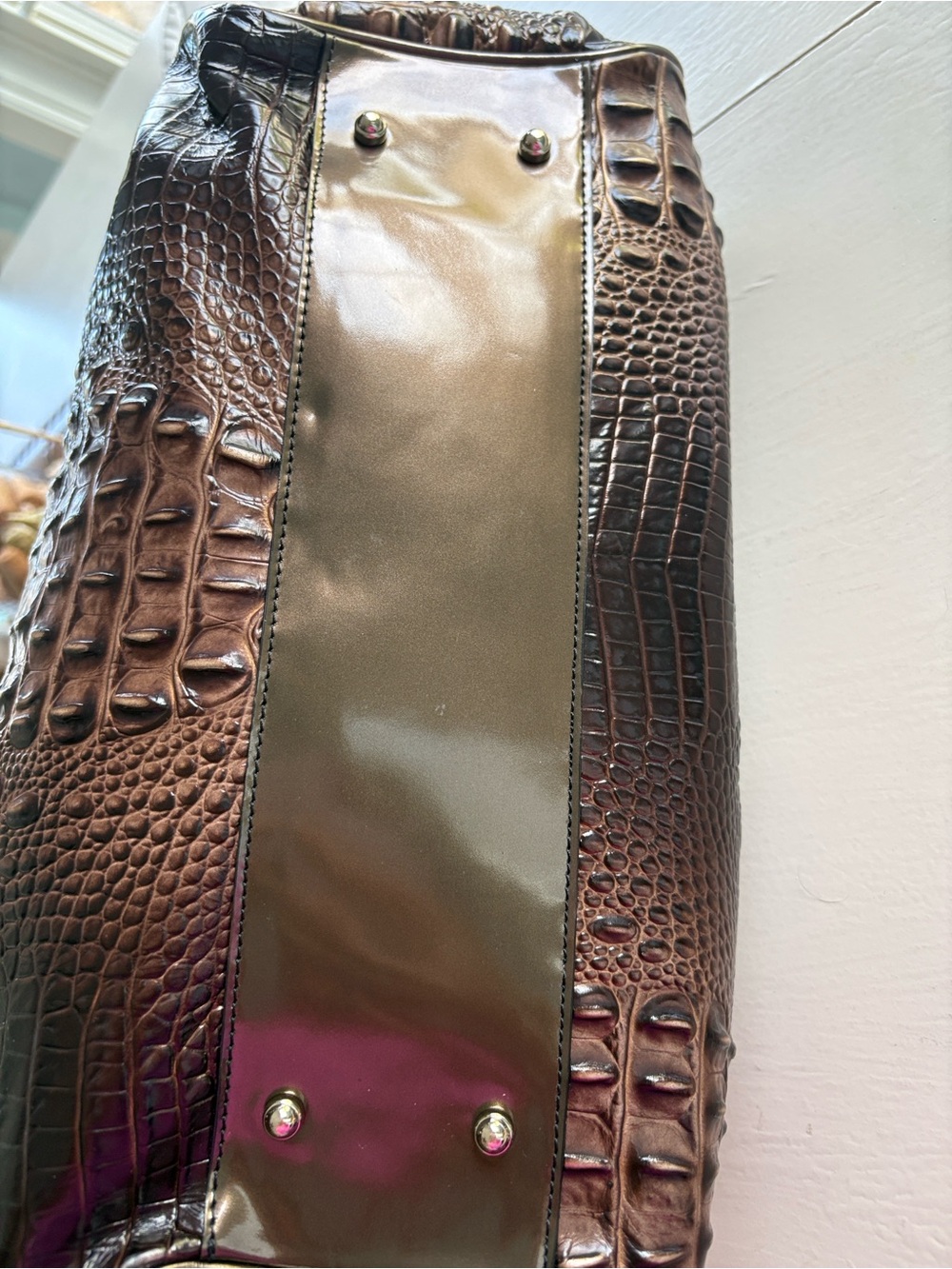 Brahmin Brown Croc-Embossed Leather Tote with Gold Hardware - Picture 3 of 8